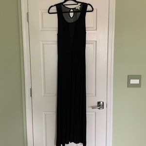 Black maxi dress with mesh paneling